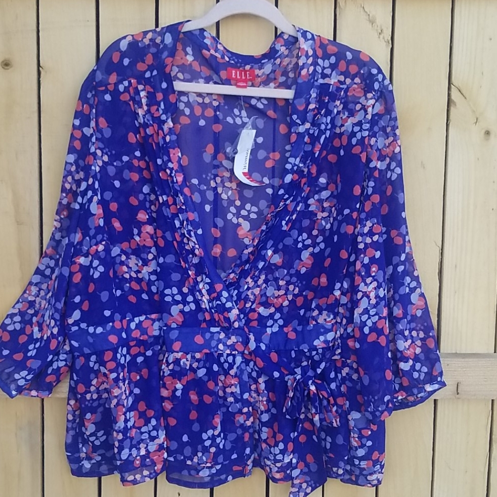 Elle sheer wrap blouse 3x